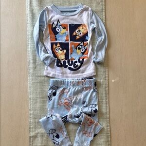 Light Blue Kids Pajama Set - Blue & Orange Graphic